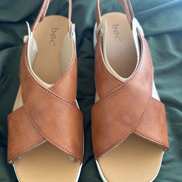 b.o.c. Shoes - b.o.c Born Mattie’s Crisscross Slingback Women’s Faux-Leather Brown Sandals